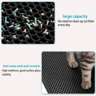 Premium Waterproof Cat Litter Mat with Paw Massage Grid - Odor-Free & Easy to Clean