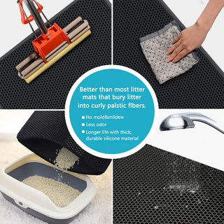 Premium Waterproof Cat Litter Mat with Paw Massage Grid - Odor-Free & Easy to Clean